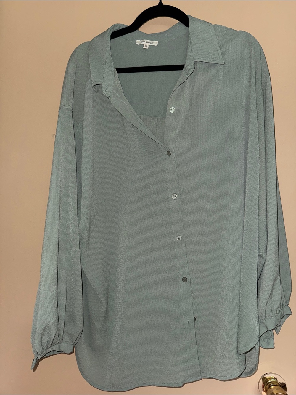 Max Studio Sage Green Button-Down Blouse
